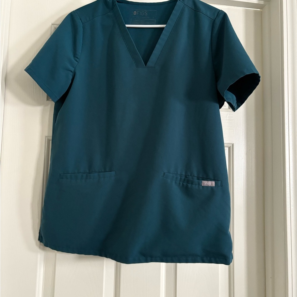 FIGS Teal V-Neck Short Sleeve Scrub Top